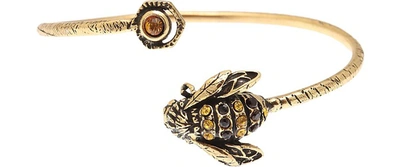 Shop Alcozer & J Designer Bracelets Eucalipto Golden Brass Bangle W/swarovski And Garnet