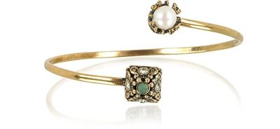 Shop Alcozer & J Designer Bracelets Pyramid And Pearl Bracelet W/gemstones In Or