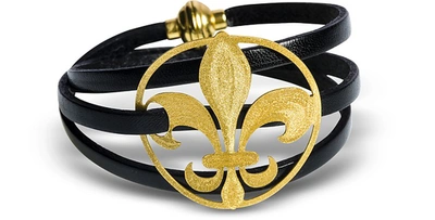 Shop Stefano Patriarchi Designer Bracelets Etched Golden Silver Giglio Wrap Bracelet