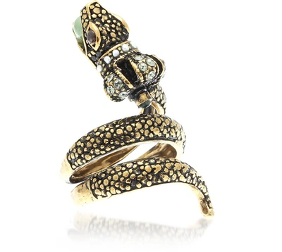 Shop Alcozer & J Designer Rings Crowned Snake Ring In Doré