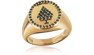Shop Makova Jewelry Designer Rings 18k Pink Gold & 0.24 Ctw Black Diamonds Queen Of Spade Pinky Ring In Doré