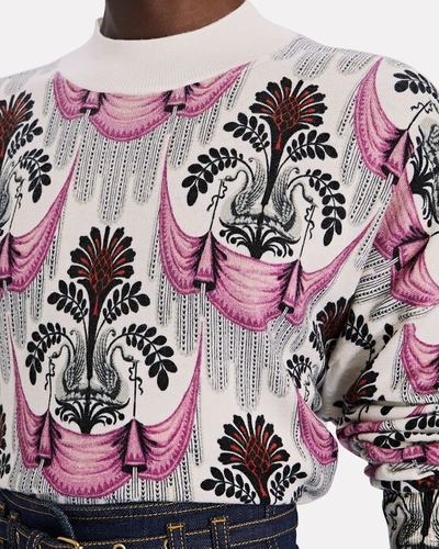 Shop Paco Rabanne Printed Wool Sweater In White/black/pink