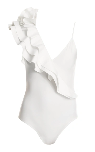 Shop Maygel Coronel Women's Noor Ruffled One-piece Swimsuit In White