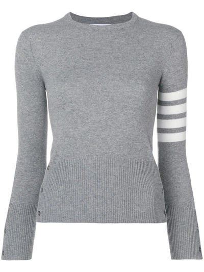 Shop Thom Browne 4-bar Stripe Cashmere Jumper In 055 Light Grey