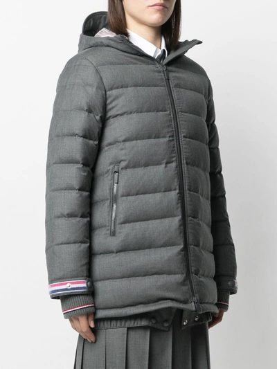 Shop Thom Browne 120s Twill Funnel Neck Coat In 035 Med Grey
