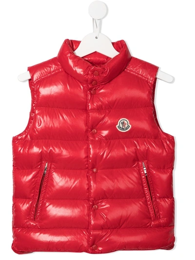 Shop Moncler Padded Down Gilet In Red