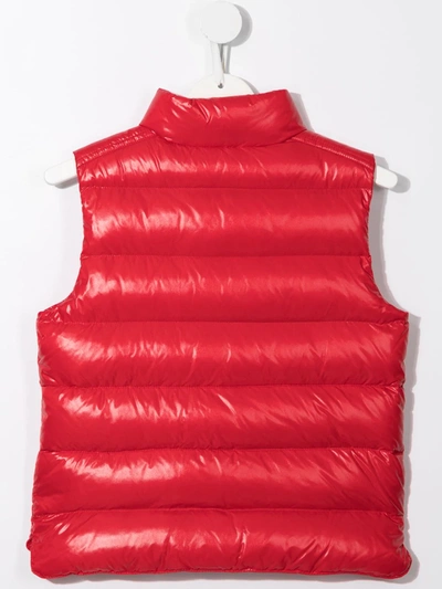 Shop Moncler Padded Down Gilet In Red