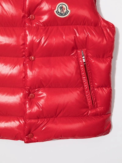 Shop Moncler Padded Down Gilet In Red
