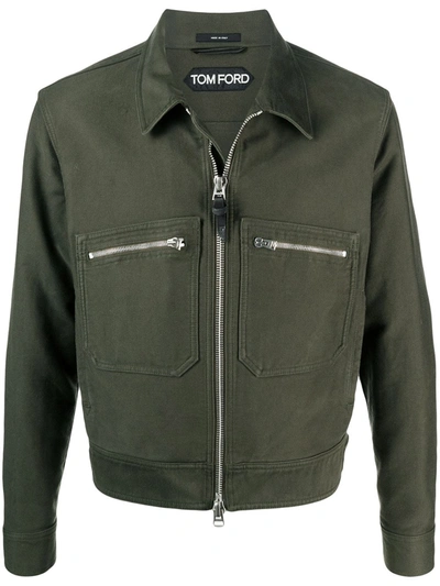 Shop Tom Ford Zip-up Cotton Jacket In Green