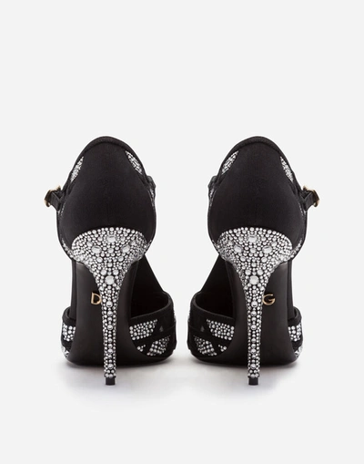 Shop Dolce & Gabbana Mesh T-strap Shoes With Fusible Rhinestones