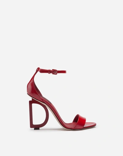 Shop Dolce & Gabbana Patent Leather Sandals With Dg Heel In Red