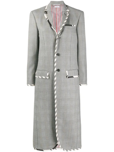 Shop Thom Browne Drop-waist Check Coat In 980 Blk/wht