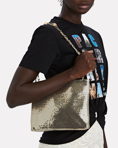 Shop Paco Rabanne Pixel Mesh Shoulder Bag In Gold