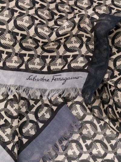 Shop Ferragamo Gancio Pattern Cotton Scarf In Black