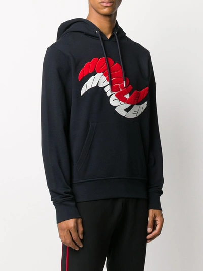 Shop Moncler Logo Cotton Hoodie In Black