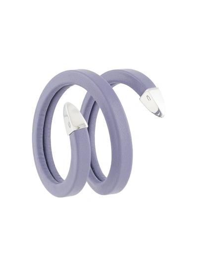 Shop Bottega Veneta Leather Bracelet In Violet