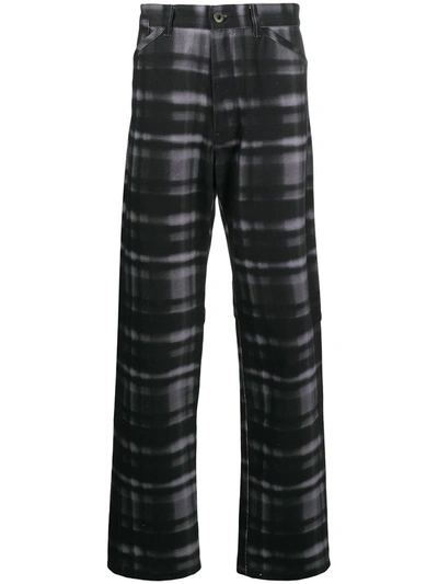 Shop Qasimi Straight Leg Check Print Trousers In Black