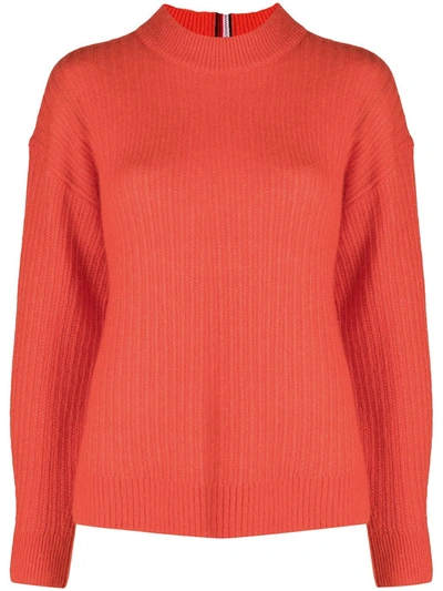 Shop Tommy Hilfiger Mock Neck Knitted Jumper In Orange
