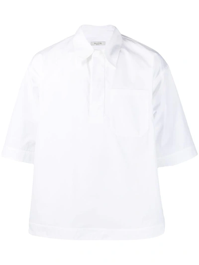 Shop Valentino Short-sleeved Cotton Shirt In White