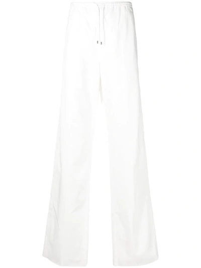 Shop Valentino Straight-leg Drawstring Trousers In White
