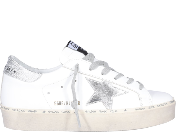 Golden Goose High Star Platform Sneakers In White Leather With A Shinny ...