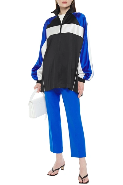 Shop Balenciaga Color-block Satin-crepe Jacket In Black