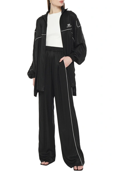 Shop Balenciaga Printed Houndstooth Jacquard Jacket In Black