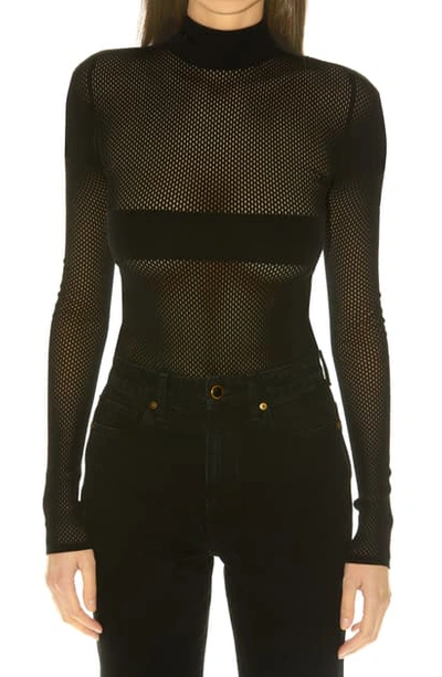 Shop Fendi Micro Mesh Bra & Bodysuit In F0gme Black