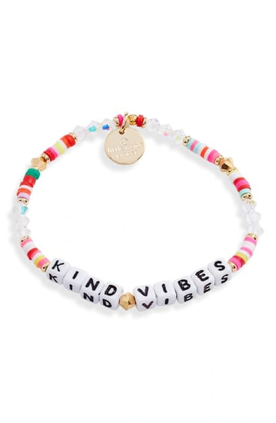 Shop Little Words Project Kind Vibes Beaded Stretch Bracelet In Rainbow