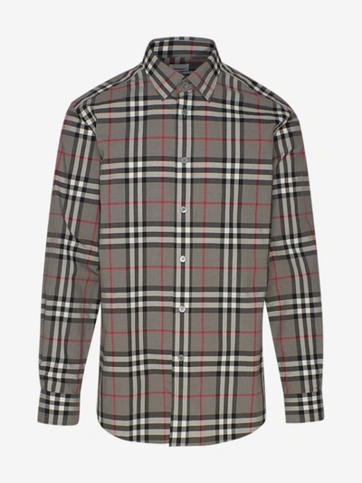 Shop Burberry Camicia Caxton Grigia In Grey