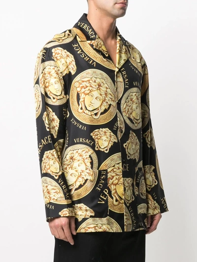 Shop Versace Medusa Amplified Long-sleeve Pyjama Shirt In Black