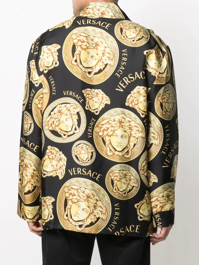 Shop Versace Medusa Amplified Long-sleeve Pyjama Shirt In Black