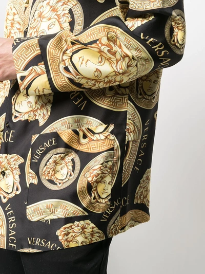 Shop Versace Medusa Amplified Long-sleeve Pyjama Shirt In Black