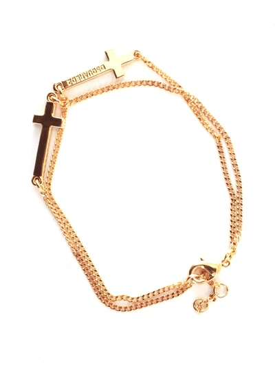 Shop Dsquared2 Metal Jesus Bracelet W/cross In Gold