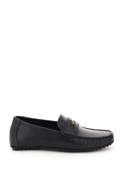 Shop Versace Medusa Driver Loafers In Nero Oro  (black)