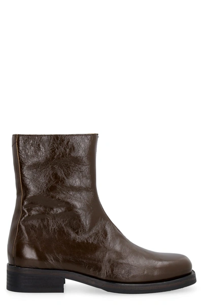 Shop Our Legacy Leather Ankle Boots In Brown