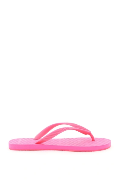 Shop Vetements Rubber Flip Flops Logo In Pink (fuchsia)
