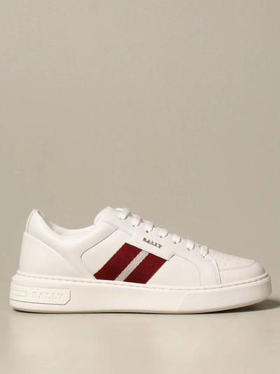 Shop Bally Sneakers Moony Leather Sneakers With Logo In White