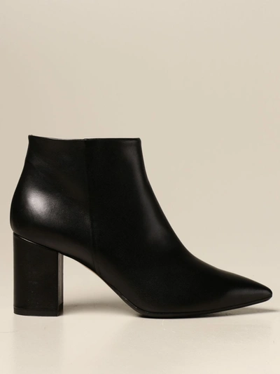 Shop Anna F Leather Ankle Boot In Black