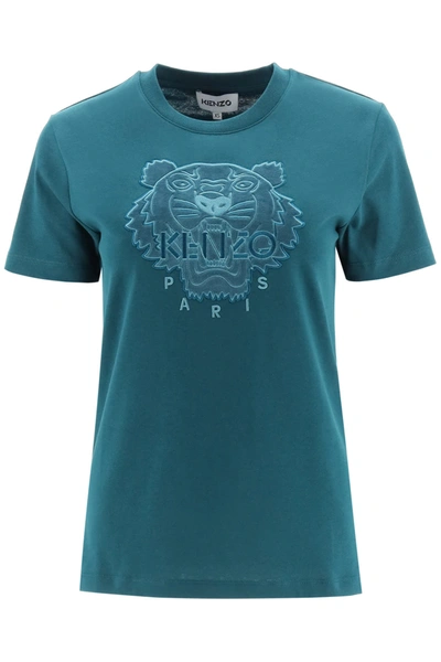 Shop Kenzo Tiger T-shirt In Duck Blue (green)