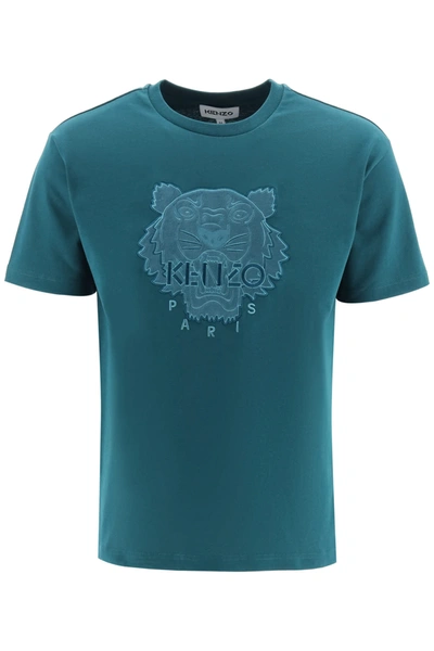 Shop Kenzo Tiger T-shirt In Duck Blue (green)