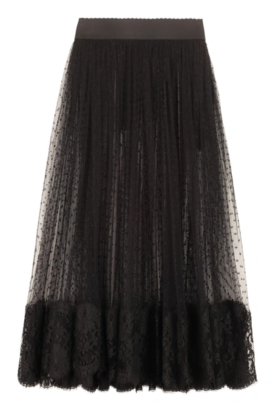 Shop Dolce & Gabbana Polka-dot Tulle Skirt In Black