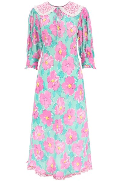 Shop Rixo London Lauren Long Dress In Azalea Bloom Pink (pink)