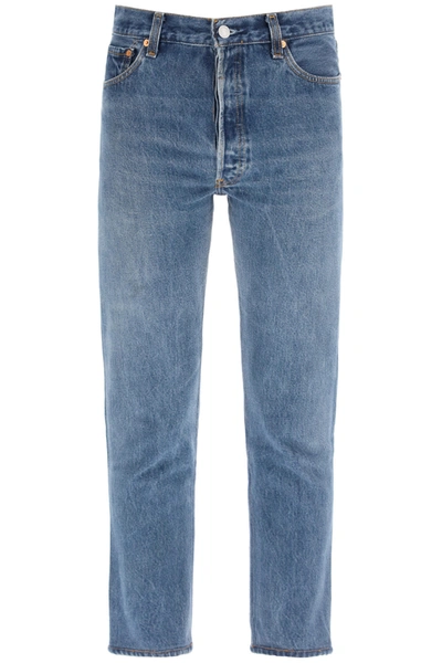 Shop Re/done High Rise Jeans Ankle Crop X Levis In Indigo (blue)