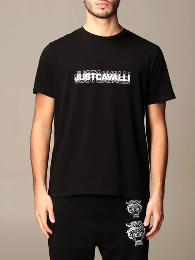 Shop Just Cavalli T-shirt With Logo In Black
