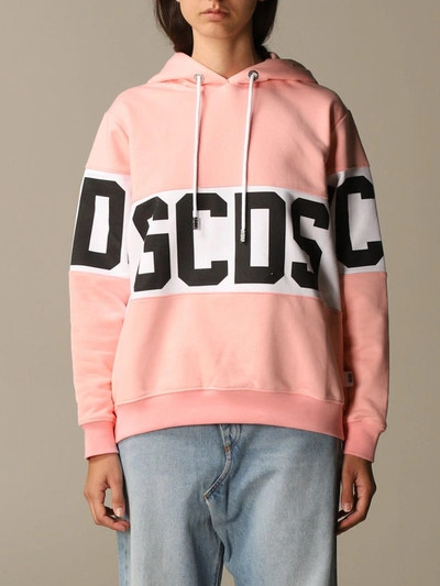 Shop Gcds Sweatshirt  Cotton Sweatshirt With Big Logo In Pink