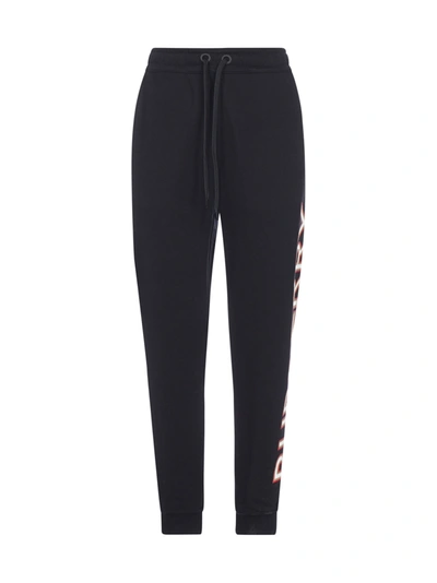 Shop Burberry Logo Cotton Track Pants In Black