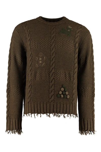 Shop Alanui Crew-neck Wool Sweater In Green