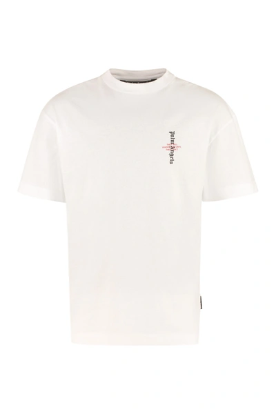 Shop Palm Angels Printed Cotton T-shirt In White