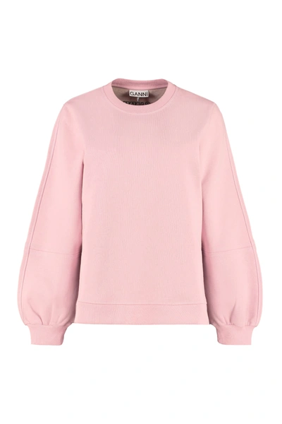 Shop Ganni Software Cotton Crew-neck Sweatshirt In Pink